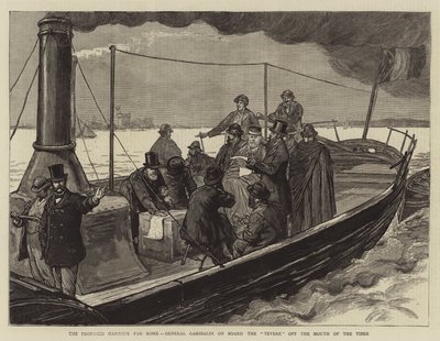 Der vorgeschlagene Hafen für Rom, General Garibaldi an Bord der Tevere vor der Mündung des Tiber von Joseph Nash