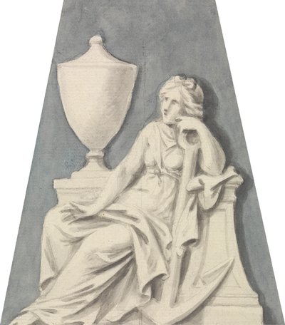 Grab mit sitzender Dame, die sich auf eine Urne stützt von Joseph Nollekens