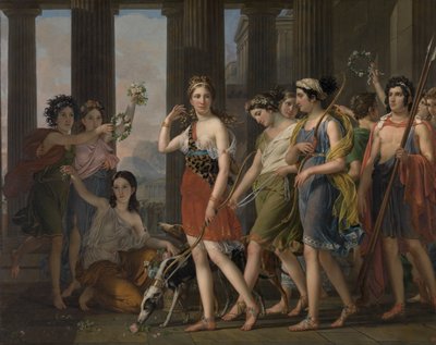 Die schöne Anthia führt ihre Gefährtinnen zum Tempel der Diana in Ephesus, um 1820 von Joseph Paelinck