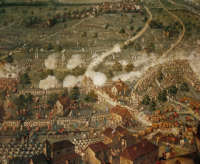 Spanischer Erbfolgekrieg: Kaiserliche Truppen unter Prinz Eugen von Savoyen schlagen französische Truppen in der Schlacht von Malplaquet von Joseph Parrocel