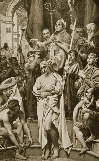 Die Taufe von Clovis, Reims, 496 n. Chr., Illustration aus 