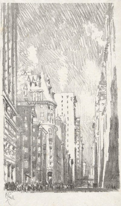 Broadway von Bowling Green, #2 in Iconophile Club Collection von Joseph Pennell
