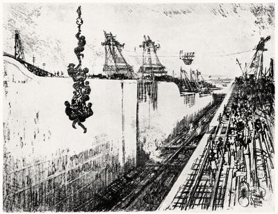 Mittagessen in Gatun, Platte III aus Der Panamakanal von Joseph Pennell, 1912 von Joseph Pennell