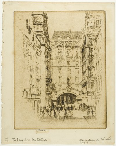 Eingang zum Savoy Hotel von Joseph Pennell