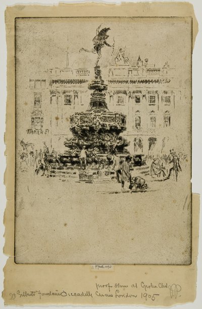 Gilberts Denkmal, Piccadilly Circus von Joseph Pennell