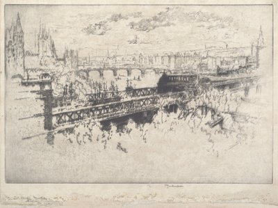 London über die Charing Cross Bridge von Joseph Pennell