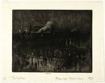 Regnerische Nacht, Charing Cross Station von Joseph Pennell