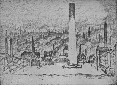 Der Große Schornstein, Bradford, 1909 von Joseph Pennell