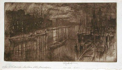 Die Themse unterhalb der Brücke von Joseph Pennell