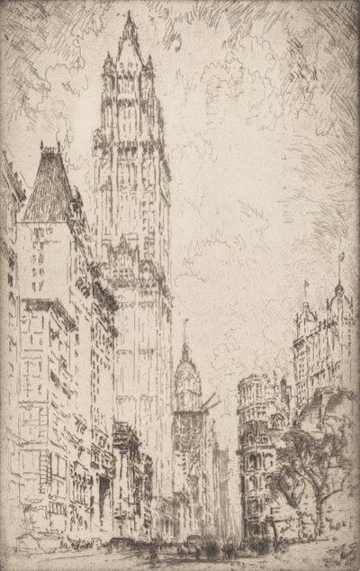 Das Woolworth-Gebäude, 1915 von Joseph Pennell