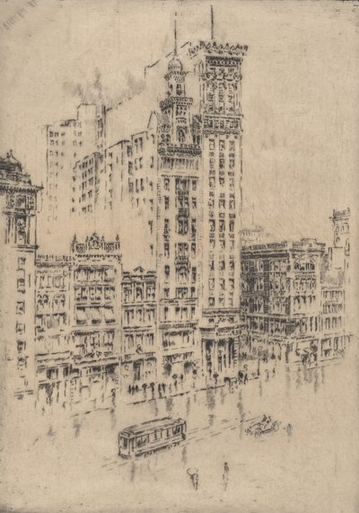 Union Square, Regentag, 1904 von Joseph Pennell