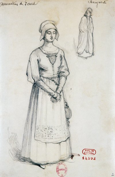 Kostüm für die Figur der Margaret in Verdammung des Faust von Hector Berlioz, Skizze von Joseph Porphyre Pinchon von Joseph Porphyre Pinchon