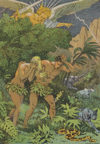 Vertreibung von Adam und Eva aus dem Garten Eden von Joseph Porphyre Pinchon
