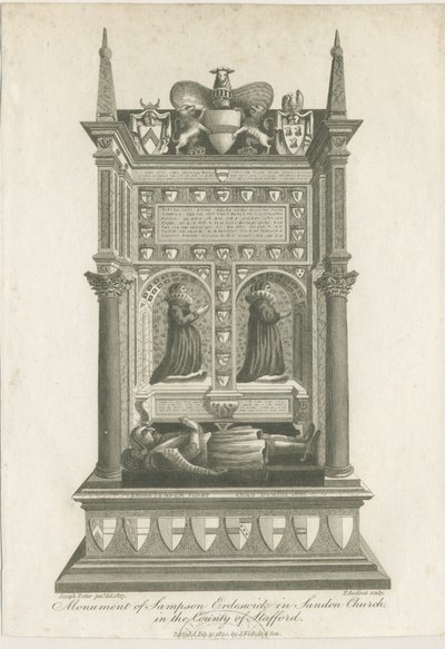 Sandon Kirche - Grab von Sampson Erdeswicke: Gravur von Joseph Potter
