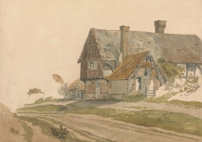 Bauernhaus mit Figuren an Tür und Fenster von Joseph Powell