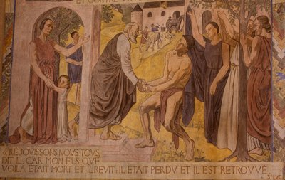 Der verlorene Sohn. Fresko in der Kathedrale von Nanterre von Joseph Radan