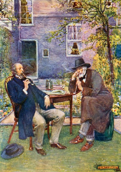 Carlyle (rechts) und Tennyson im Gespräch und beim Rauchen von Joseph Ratcliffe Skelton