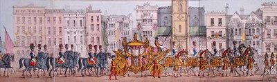 Panoramadarstellung des königlichen Fortschritts von Königin Victoria durch die Stadt London am 9. November 1837 (Detail) von Joseph Robins