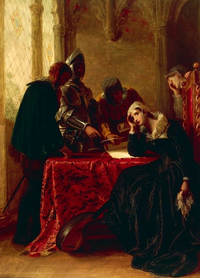 Abdankung von Maria Stuart in Loch Leven Castle, ca. 1850 von Joseph Severn