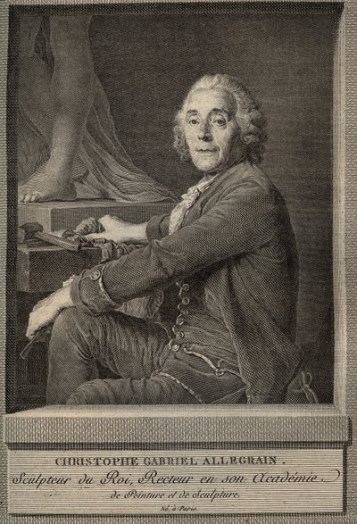 Porträt von Christophe-Gabriel Allegrain (1710-1795), französischer Bildhauer - Gravur nach dem Gemälde von Joseph-Siffrein Duplessis von Joseph Siffred (after) Duplessis