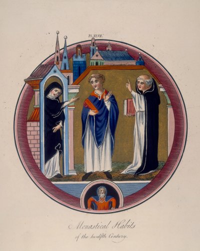 Monastische Gewänder des zwölften Jahrhunderts, ca. 1797 von Joseph Strutt