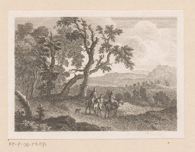 Landschaft mit zwei Reitern und einem Mann zu Fuß von Joseph Wagner (possibly)