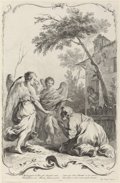 Abraham kniet vor den drei Engeln von Joseph Wagner