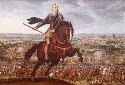 Gustav II. Adolf von Schweden in der Schlacht bei Breitenfeld im Jahr 1631, Gemälde von Jean Jacques Walter, Dreißigjähriger Krieg, Deutschland von Joseph Walter