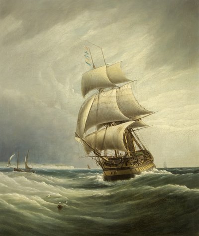 Dreimastiges Schiff vor dem Wind von Joseph Walter