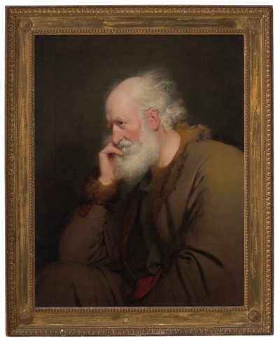 Ein alter Mann, Halbfigur, in einem pelzgefütterten Mantel von Joseph Wright of Derby