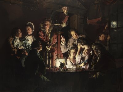 Das Experiment mit dem Vogel in der Luftpumpe von Joseph Wright of Derby