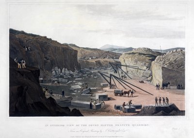 Innenansicht der Devon Haytor Granitsteinbrüche, graviert von Robert Havell (1793-1878) 1825 von Joseph after Cartwright