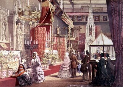 Große Ausstellung: Mittelalterlicher Hof, entworfen von Pugin, 1851 von Joseph after Nash