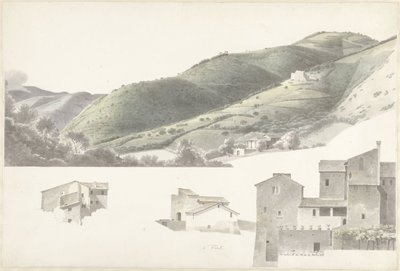 Landschaft und einige Häuser bei Tivoli von Josephus Augustus Knip