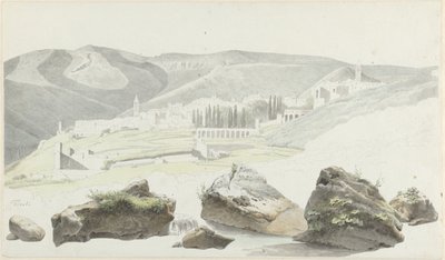 Landschaft und Stadtansicht bei Tivoli von Josephus Augustus Knip