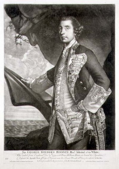 Porträt von Sir George Brydges Rodney (1719-92) Admiral der Weißen Flotte, graviert von William Dickinson (1746-1823) veröffentlicht von Carington Bowles (fl.1744-93) von Joshua (after) Reynolds
