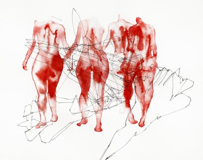 Rote Gehende Figuren von Joshua Hoskins