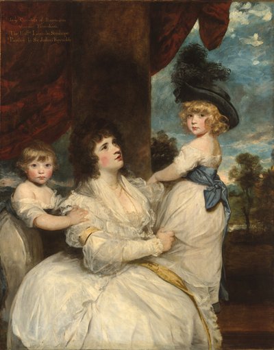 Porträt von Jane, Gräfin von Harrington, mit ihren Söhnen, dem Viscount Petersham und dem Ehrenwerten Lincoln Stanhope von Joshua Reynolds