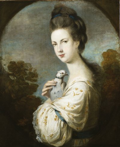 Porträt von Miss Juliet Langton stehend, halbe Länge, 1764 von Joshua Reynolds