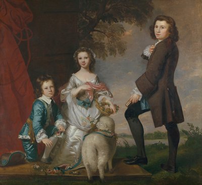 Thomas 1740-1825 und Martha Neate 1741-nach 1795 mit seinem Tutor, Thomas Needham, 1748 von Joshua Reynolds