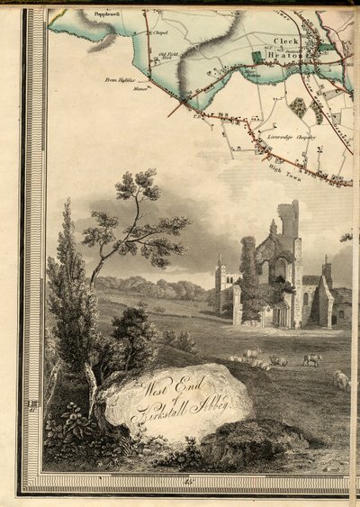 D1, Cleckheaton & Gravur des West End von Kirkstall Abbey von Joshua Thorp