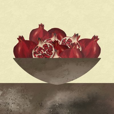 Rote Granatäpfel Stillleben von Josie George