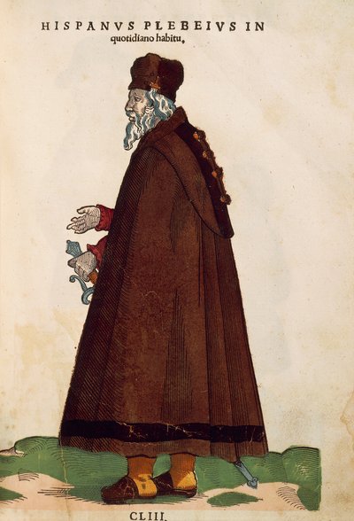 Spanischer Mann in Alltagskleidung aus Habitus Praecipuorum Popularum von Jost Amman, Gravur von Jost Amman