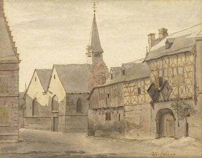 Ansicht der St. Jakobskirche und des Gasthauses, Maastricht von Josua de Grave