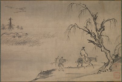 Chinesischer Literat in einer Herbstlandschaft, späte 1400er von Josui Sōen