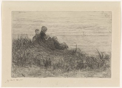 Dünenlandschaft mit Mutter und Kindern von Jozef Israëls (signed by artist)