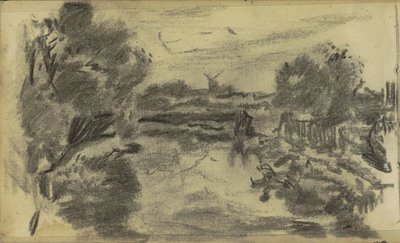 Landschaft mit Wasser und einer Mühle von Jozef Israëls