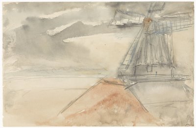 Mühle bei bewegtem Himmel von Jozef Israëls