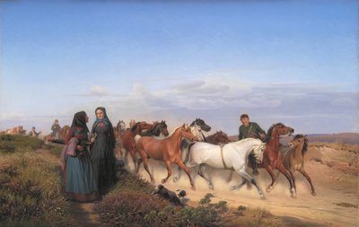 Jütländische Bauern auf dem Heimweg vom Markt mit ihren Pferden von Jørgen V. Sonne