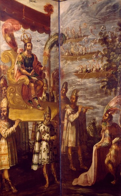 Montezuma, Detail aus dem Treffen zwischen Cortes und Montezuma, zugeschrieben Juan Correa (1645-1716) von Juan Correa